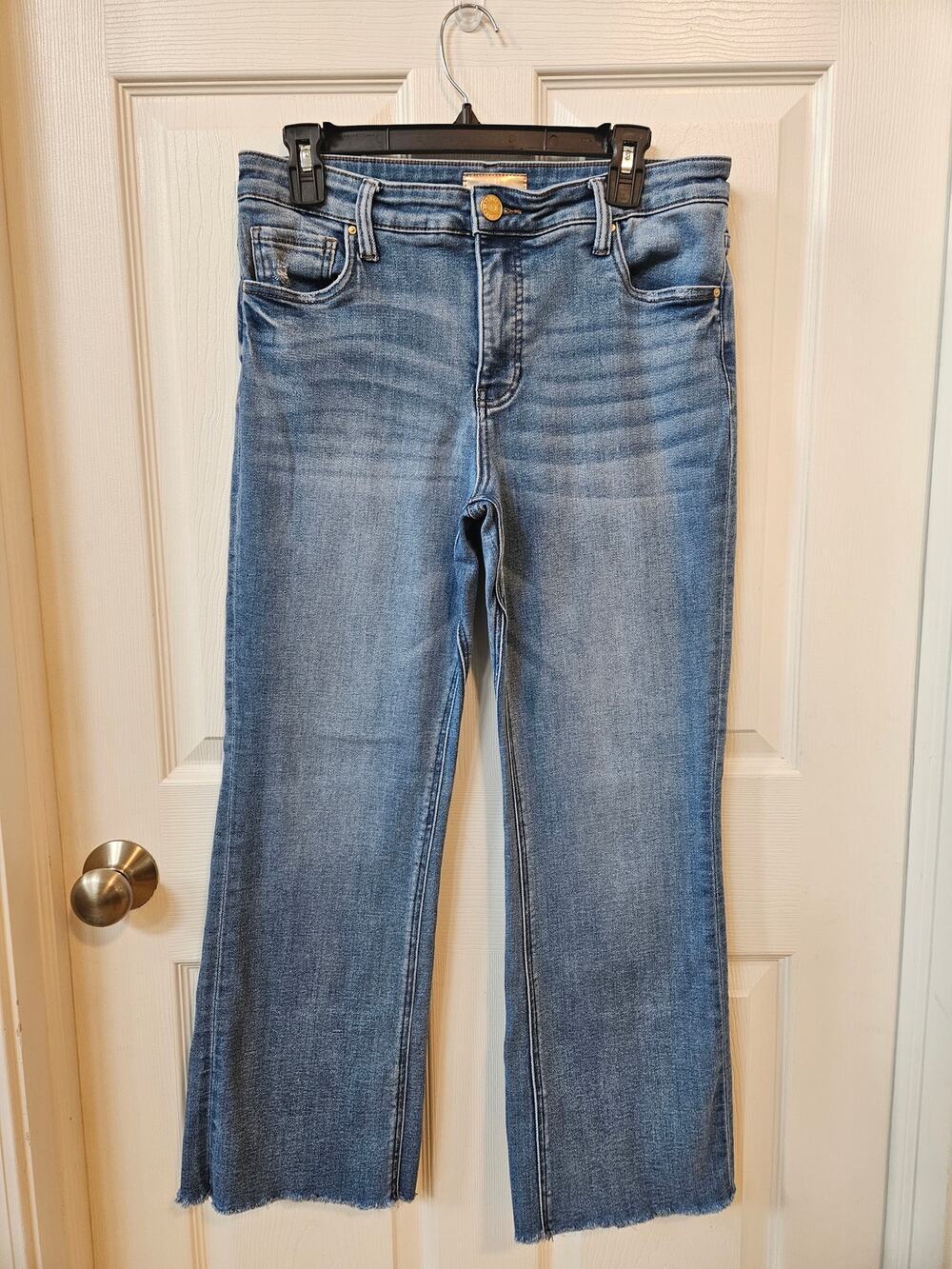 Kut From The Kloth Kelsey Fab Ab Ankle Flare Jeans Women's 8 Raw Hem Stretch